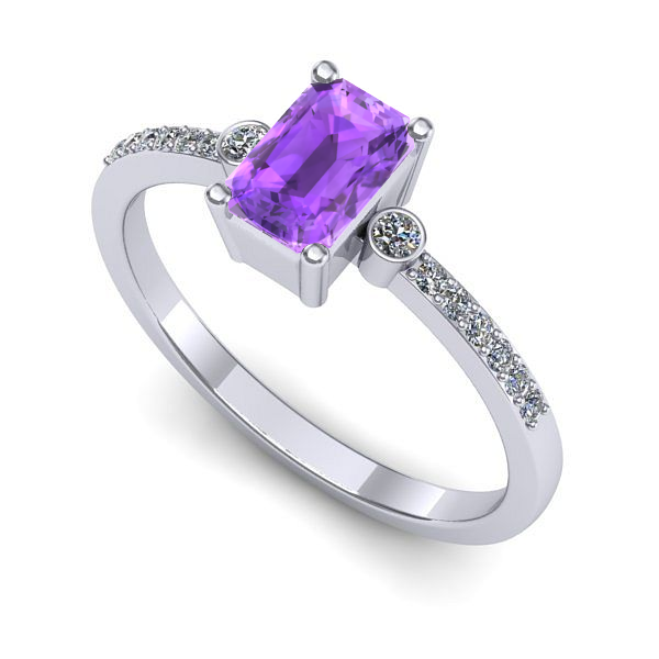 Inel din aur alb cu ametist