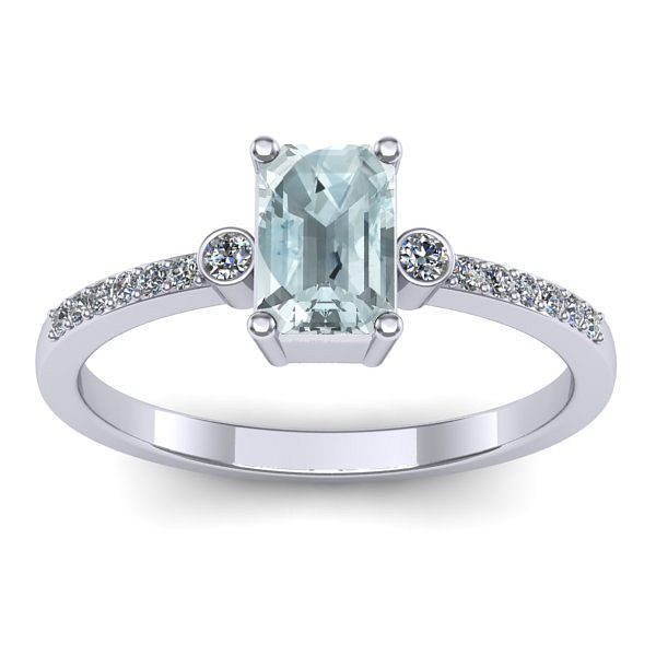 Inel logodna cu aquamarin dreptunghiular