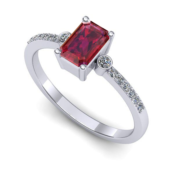 Inel din aur alb cu rubin