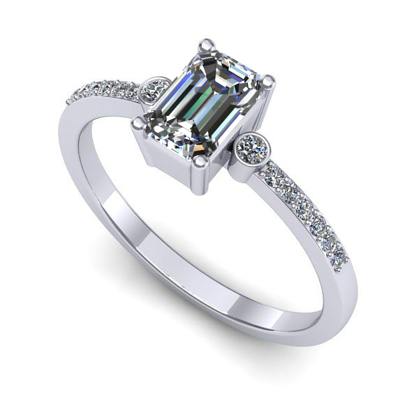 Inel de logodna din aur alb cu safir alb