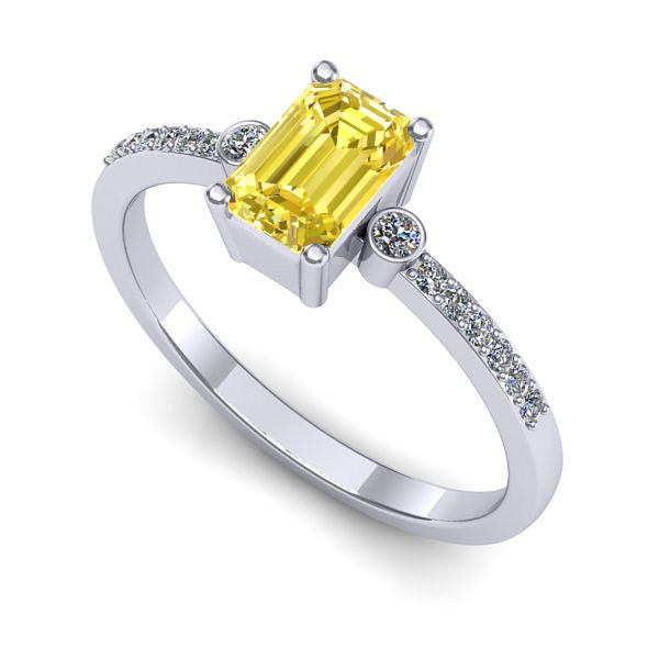 Inel de logodna din aur alb cu safir galben