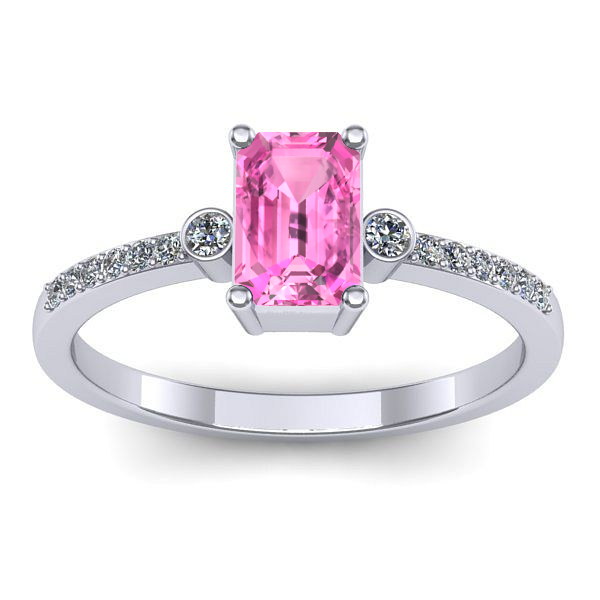 Inel cu safir roz dreptunghiular