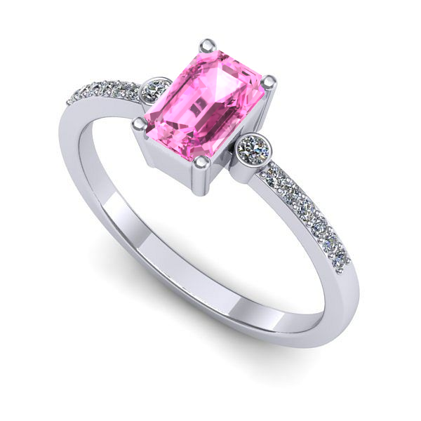 Inel din aur alb cu safir roz