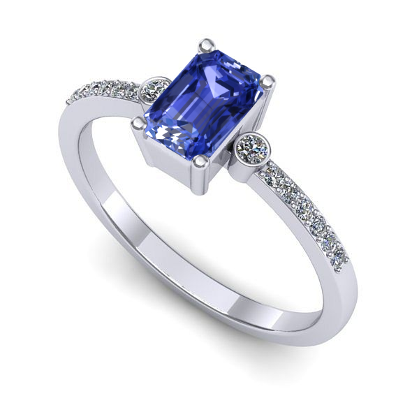 Inel logodna din aur alb cu tanzanit