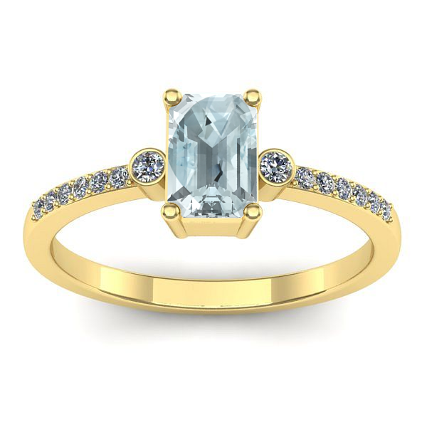 Inel cu aquamarin dreptunghiular