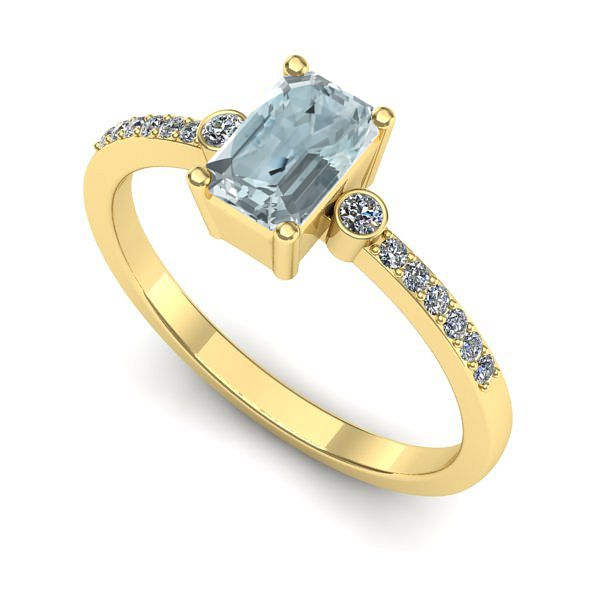 Inel de logodna din aur galben cu aquamarin