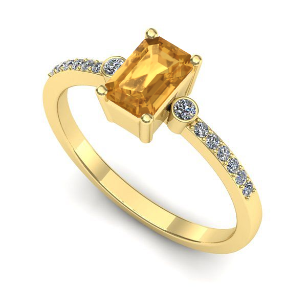 Inel logodna din aur galben cu citrin