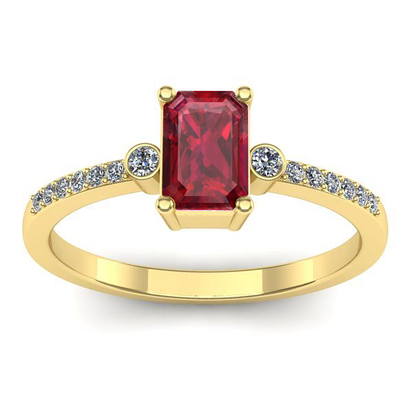 Inel cu rubin dreptunghiular