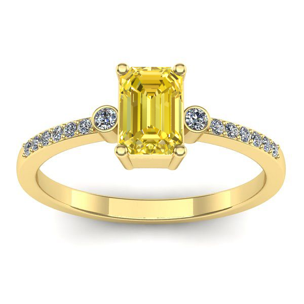 Inel logodna cu safir galben dreptunghiular