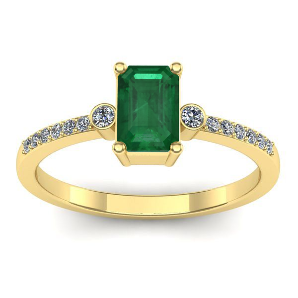 Inel cu smarald dreptunghiular