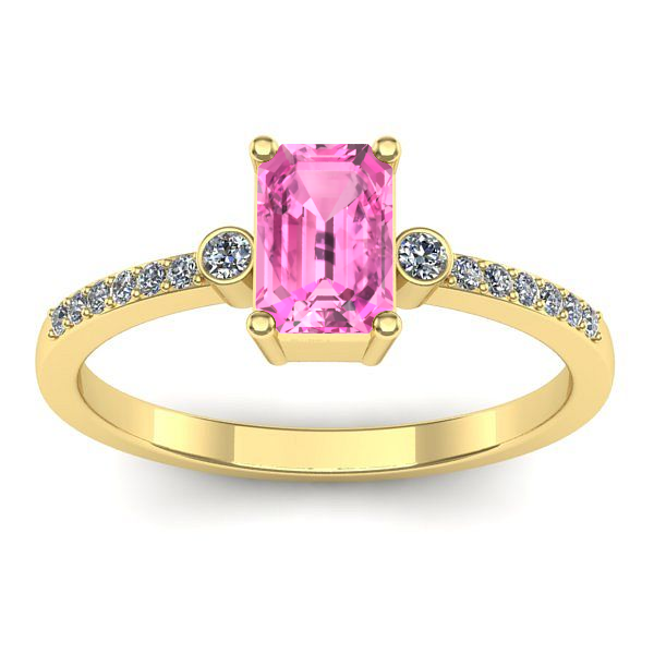 Inel logodna cu safir roz dreptunghiular