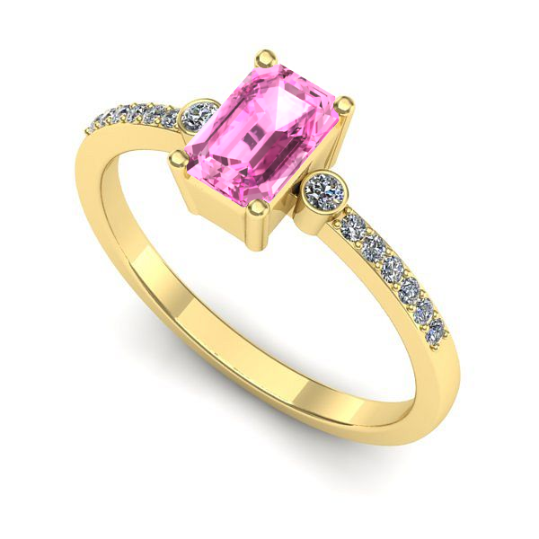 Inel logodna din aur galben cu safir roz