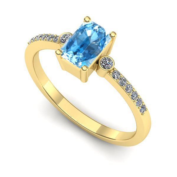 Inel de logodna din aur galben cu topaz blue