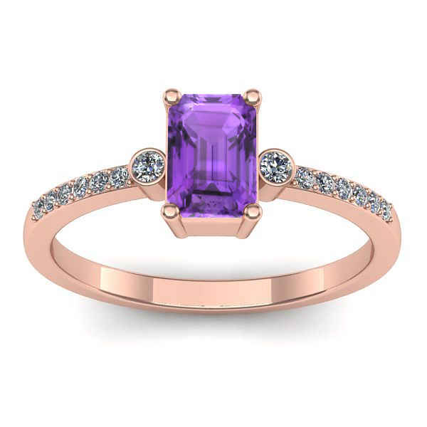 Inel logodna cu ametist dreptunghiular