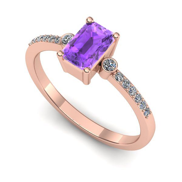 Inel logodna din aur roz cu ametist