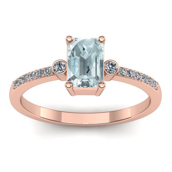 Inel logodna cu aquamarin dreptunghiular