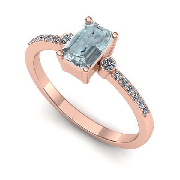 Inel de logodna din aur roz cu aquamarin