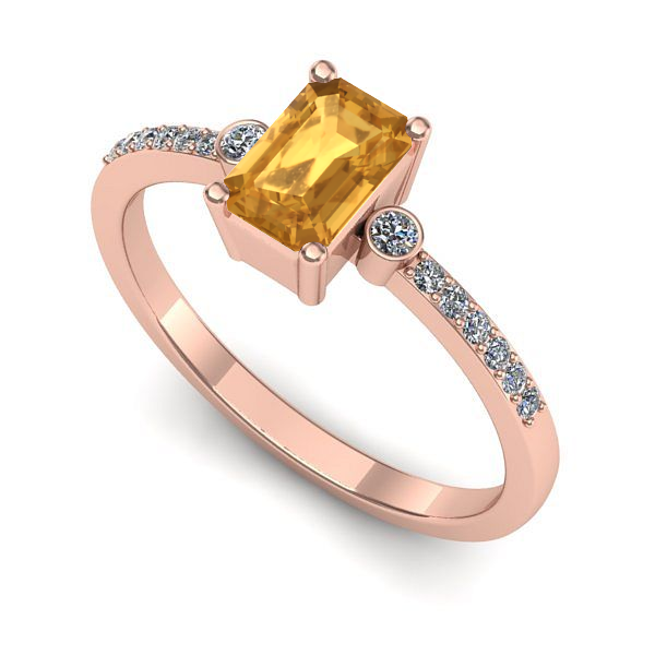Inel din aur roz cu citrin