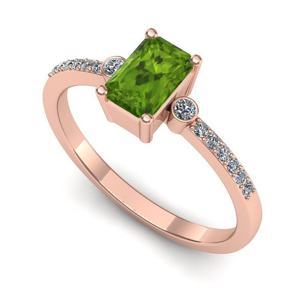 Inel logodna din aur roz cu peridot