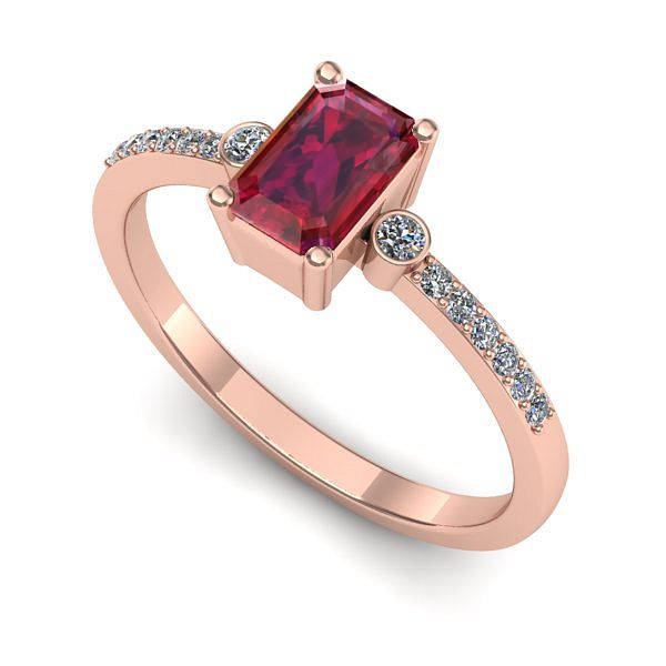 Inel de logodna din aur roz cu rubin