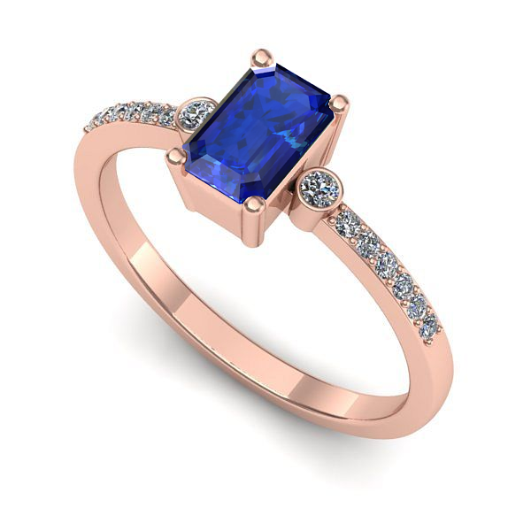 Inel din aur roz cu safir