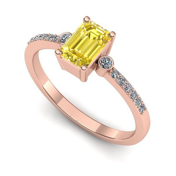 Inel de logodna din aur roz cu safir galben