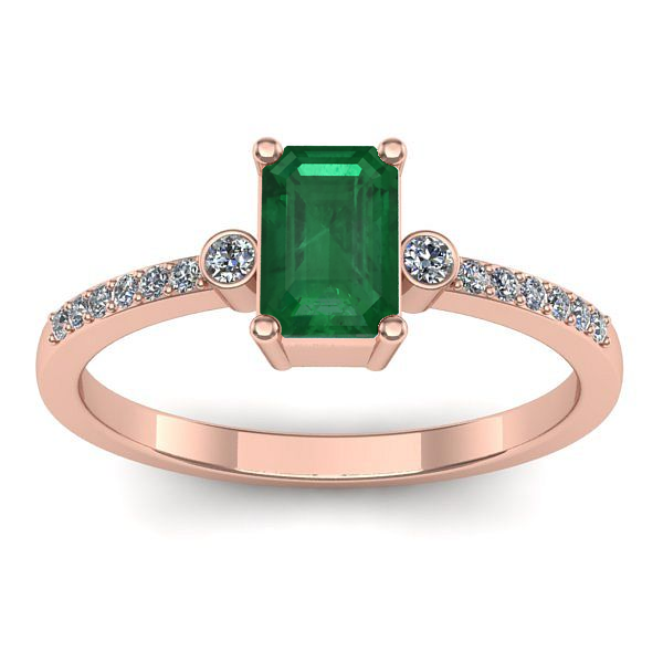 Inel cu smarald dreptunghiular