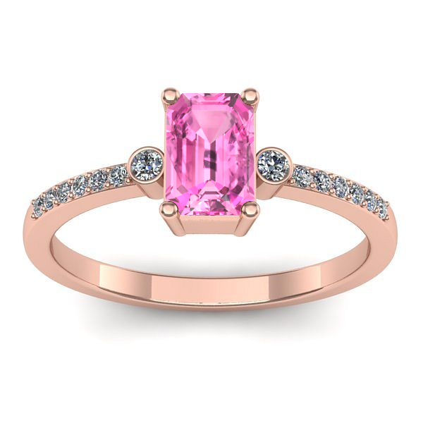 Inel de logodna cu safir roz dreptunghiular