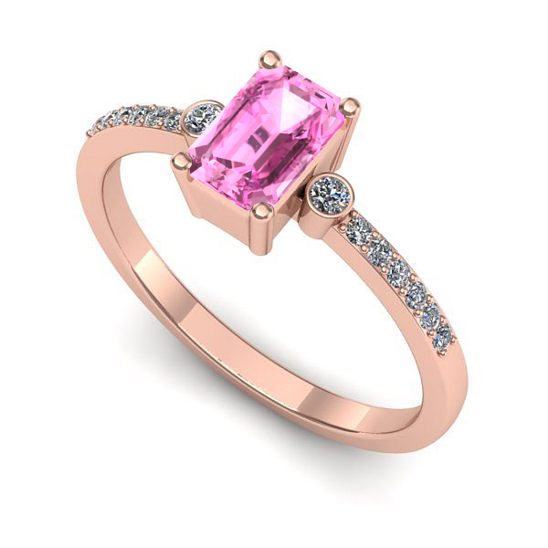 Inel din aur roz cu safir roz