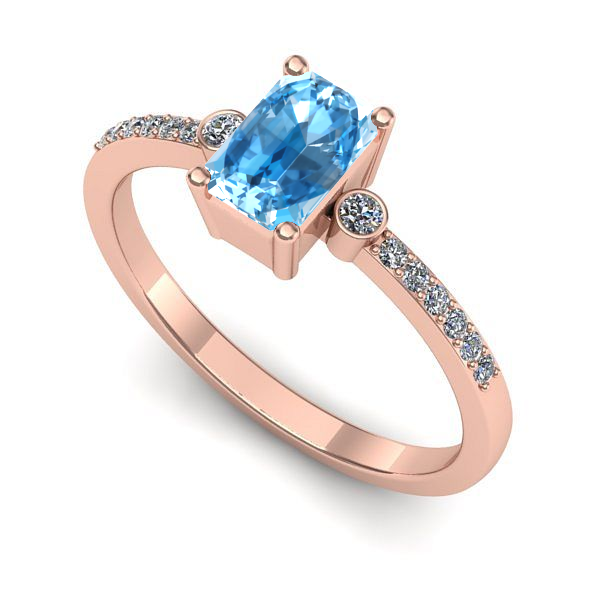 Inel logodna din aur roz cu topaz blue