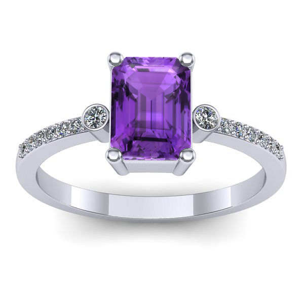 Inel cu ametist dreptunghiular