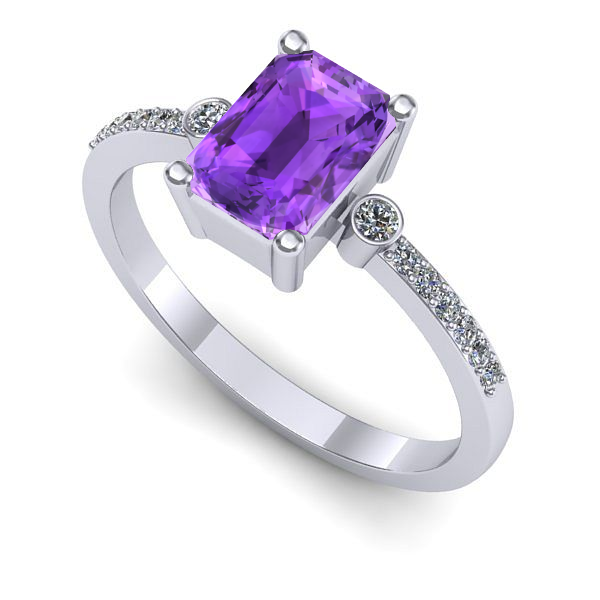 Inel de logodna din aur alb cu ametist