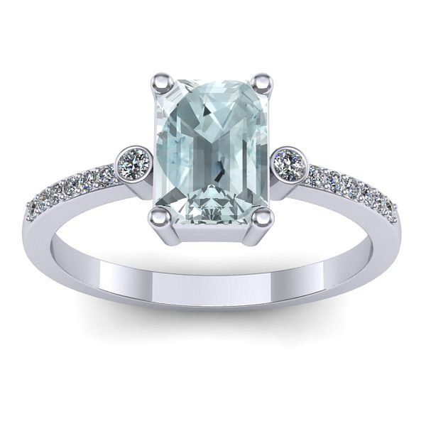 Inel de logodna cu aquamarin dreptunghiular