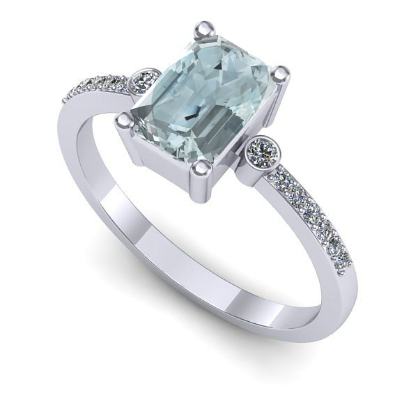 Inel de logodna din aur alb cu aquamarin