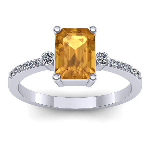 Inel cu citrin dreptunghiular