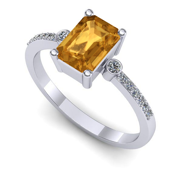 Inel din aur alb cu citrin