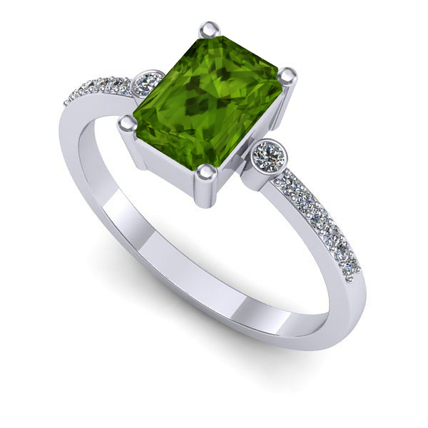 Inel de logodna din aur alb cu peridot