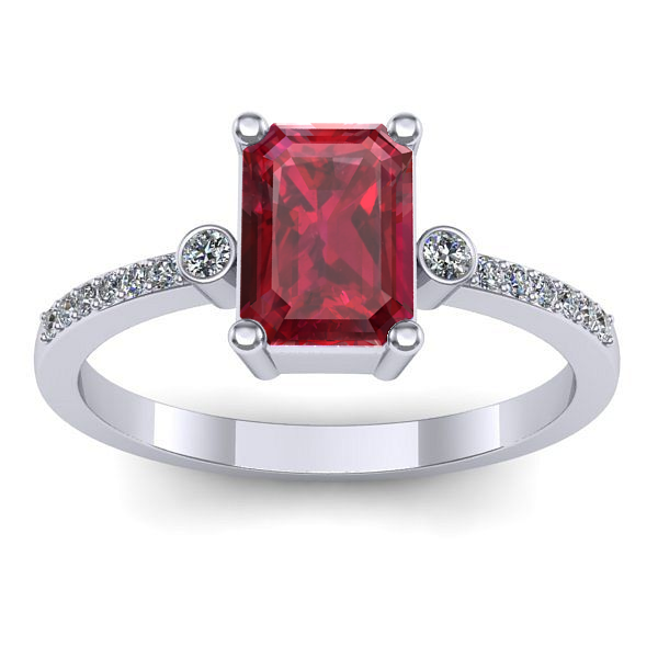 Inel logodna cu rubin dreptunghiular