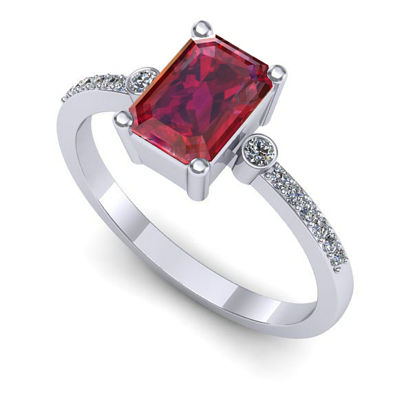 Inel de logodna din aur alb cu rubin