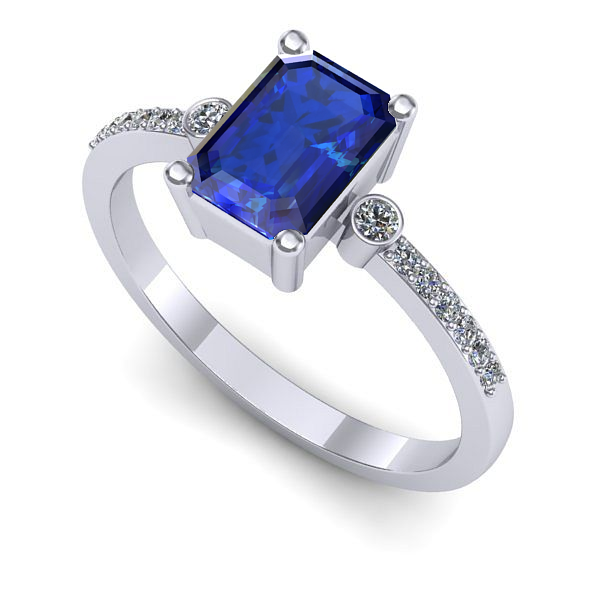 Inel logodna din aur alb cu safir