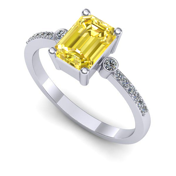 Inel logodna din aur alb cu safir galben