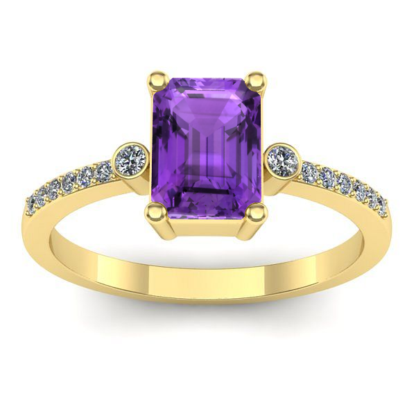 Inel de logodna cu ametist dreptunghiular