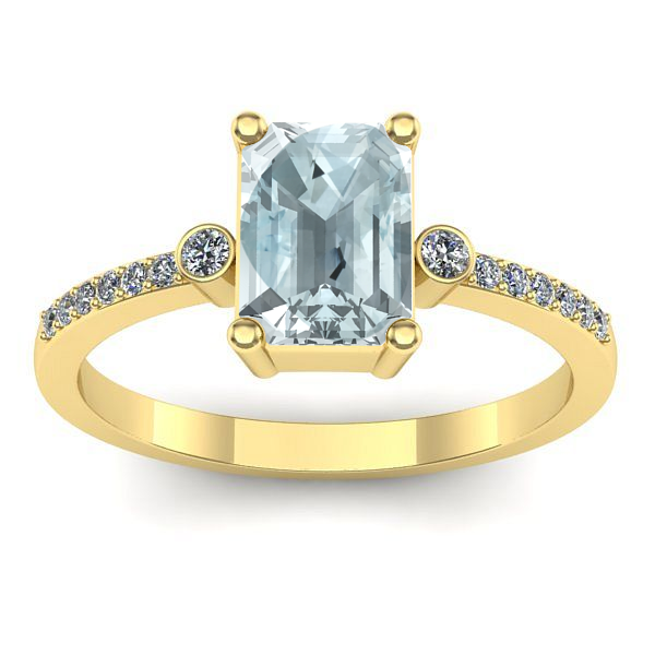 Inel de logodna cu aquamarin dreptunghiular