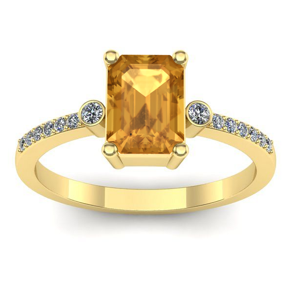 Inel logodna cu citrin dreptunghiular