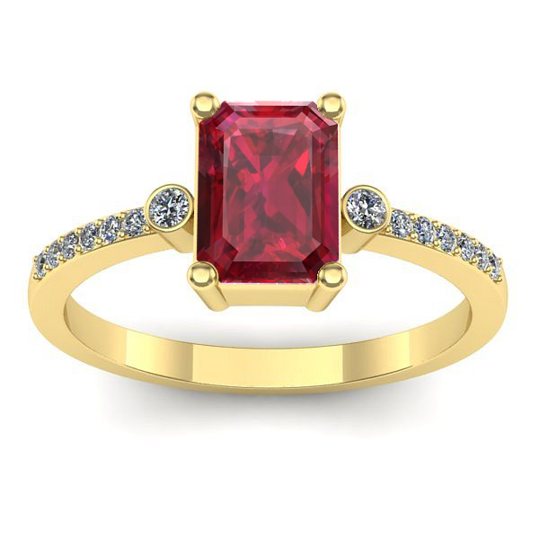 Inel de logodna cu rubin dreptunghiular