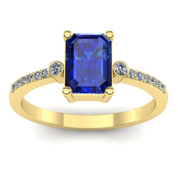 Inel logodna cu safir dreptunghiular