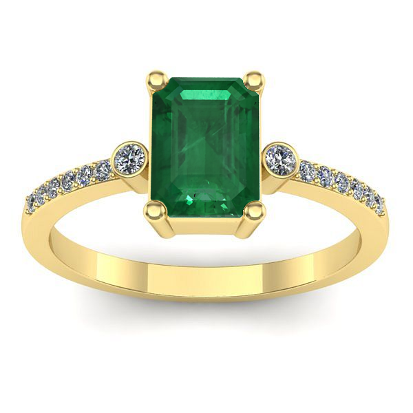 Inel cu smarald dreptunghiular