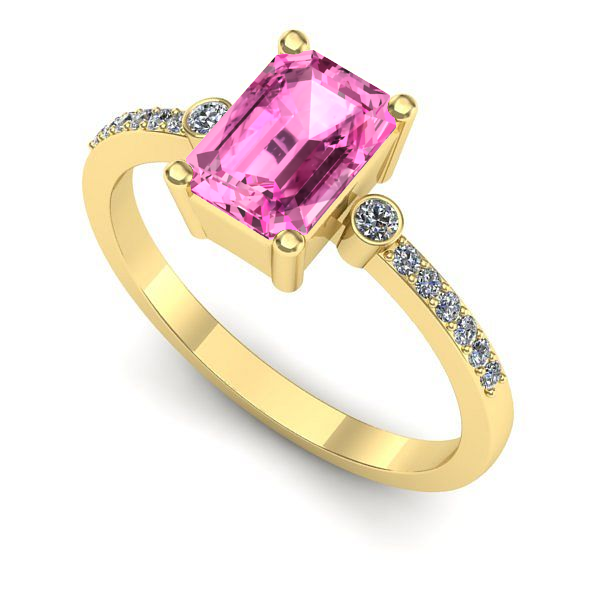 Inel de logodna din aur galben cu safir roz