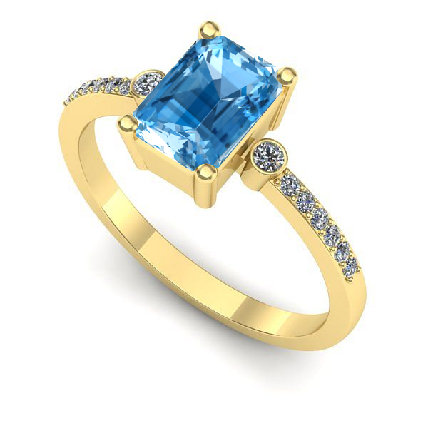 Inel de logodna din aur galben cu topaz blue