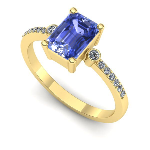 Inel logodna din aur galben cu tanzanit